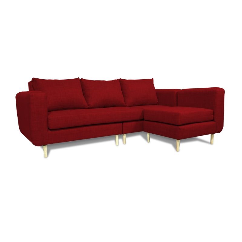 SOFAS HOME - SECCIONAL BOLLEN FELPA ROJO 3 CUERPOS