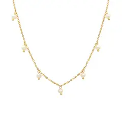 LUX JOYAS - Collar Baño Oro Amarillo 18k 9 Perlitas Agua Dulce