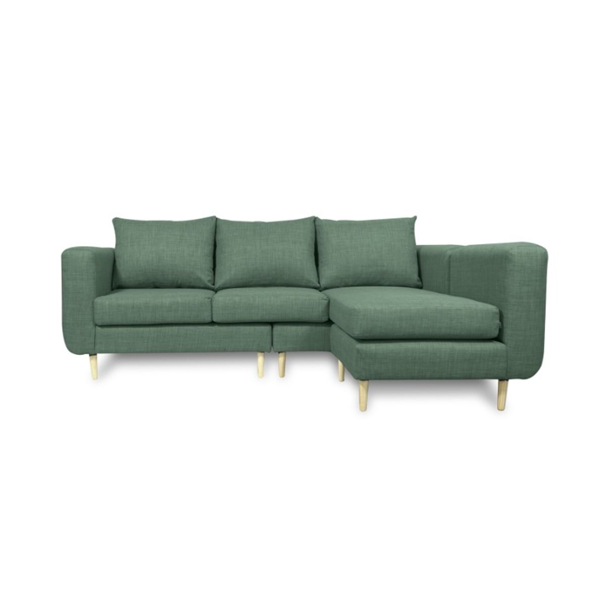 SOFAS HOME - SECCIONAL BOLLEN FELPA VERDE 3 CUERPOS