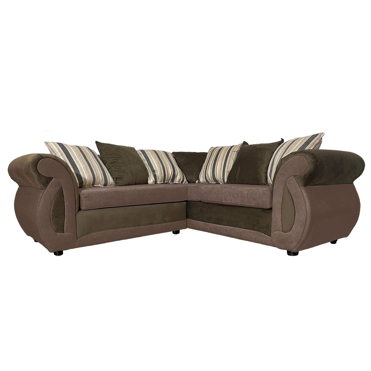 SOFAS HOME - SECCIONAL DOMINGA CHENILLE TIPO LINO CAFE 3 CUERPOS