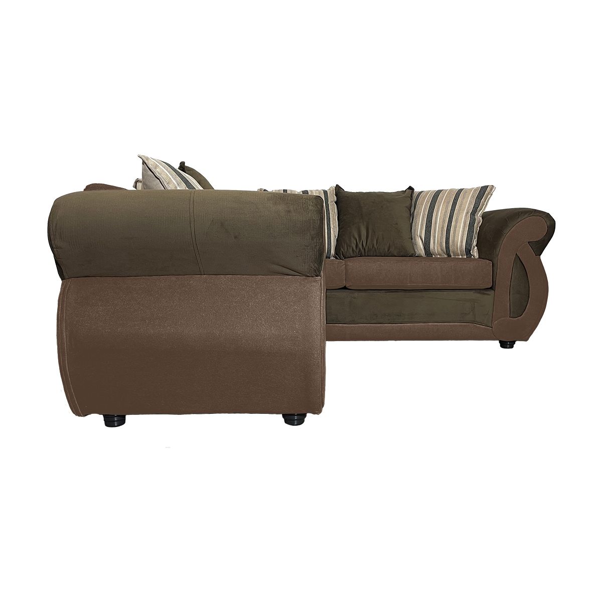SOFAS HOME - SECCIONAL DOMINGA CHENILLE TIPO LINO CAFE 3 CUERPOS