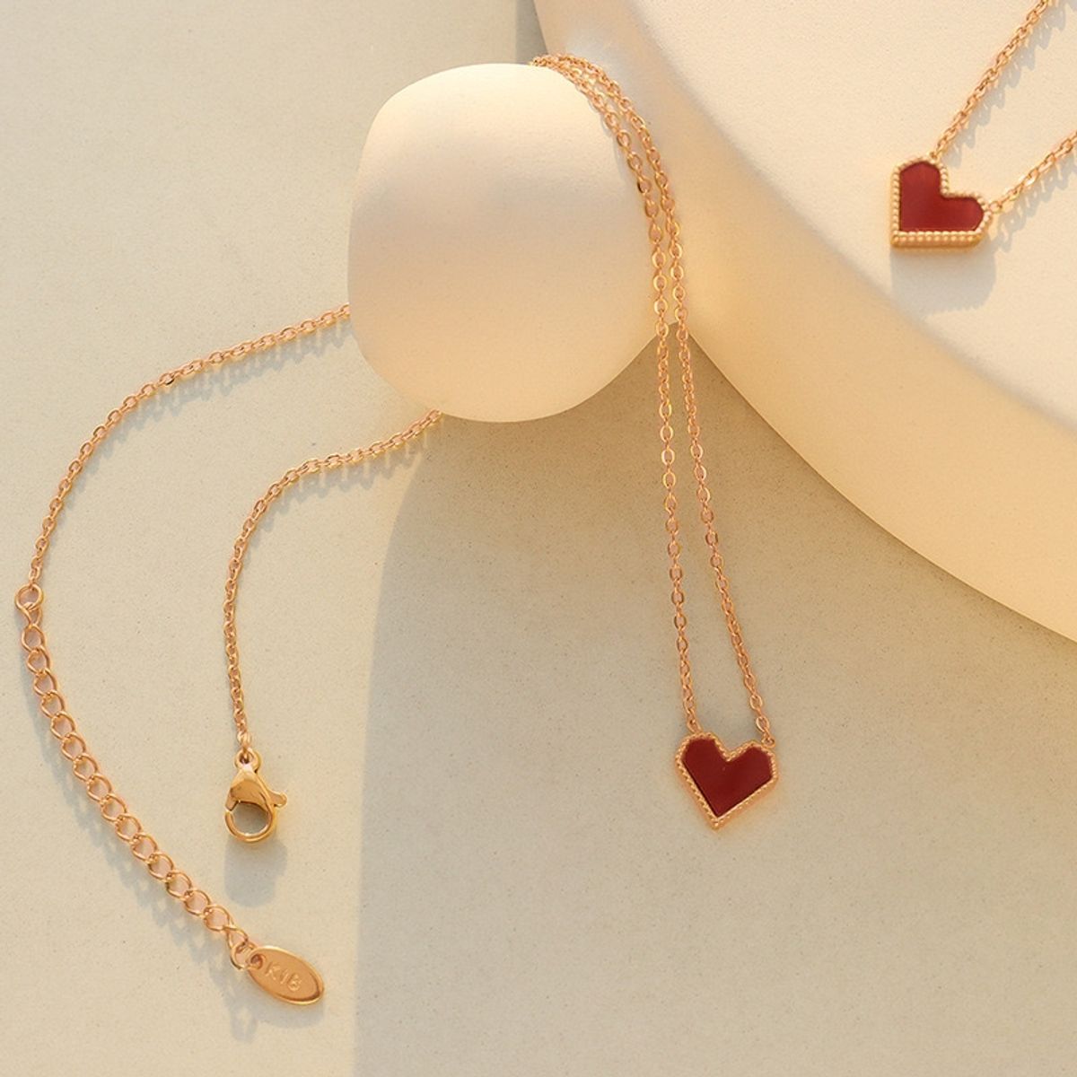 LUX JOYAS - Collar Baño Oro Rosado 18k Corazón Rubí