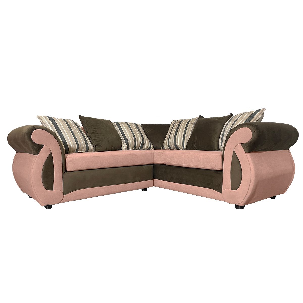 SOFAS HOME - SECCIONAL DOMINGA CHENILLE TIPO LINO PALO ROSA 3 CUERPOS