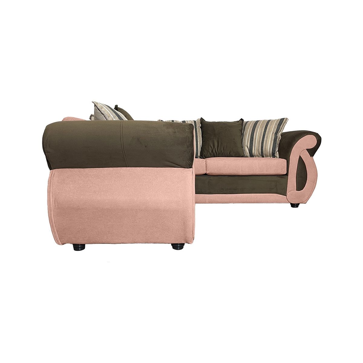 SOFAS HOME - SECCIONAL DOMINGA CHENILLE TIPO LINO PALO ROSA 3 CUERPOS