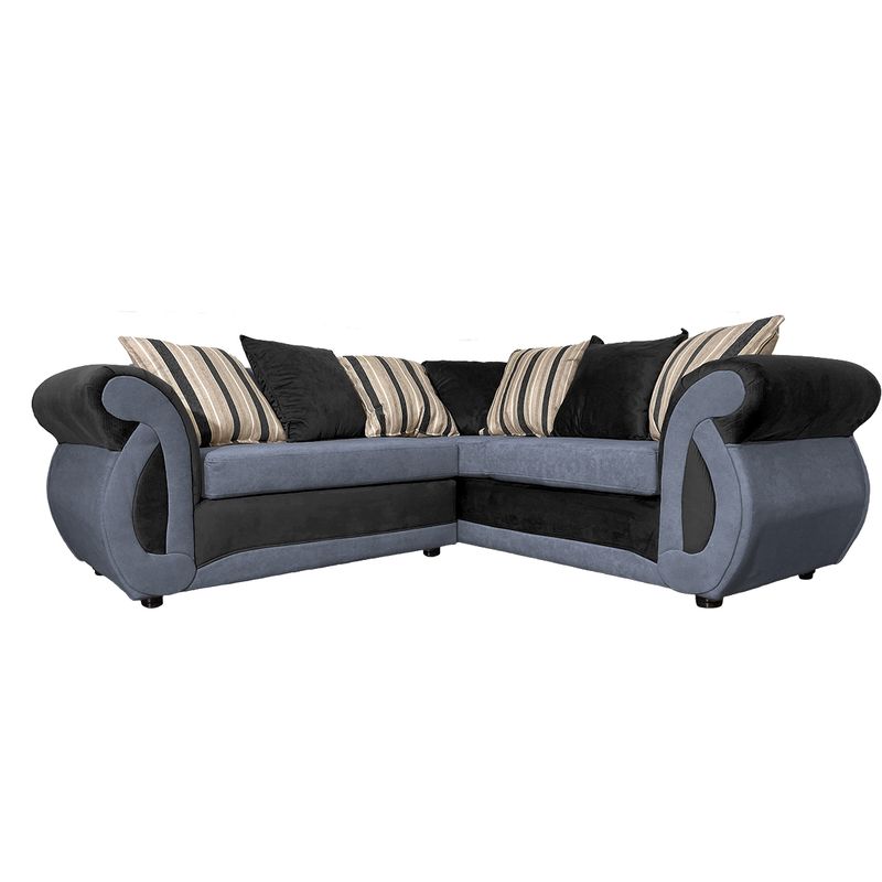 SOFAS HOME - SECCIONAL DOMINGA CHENILLE TIPO LINO GRIS 3 CUERPOS