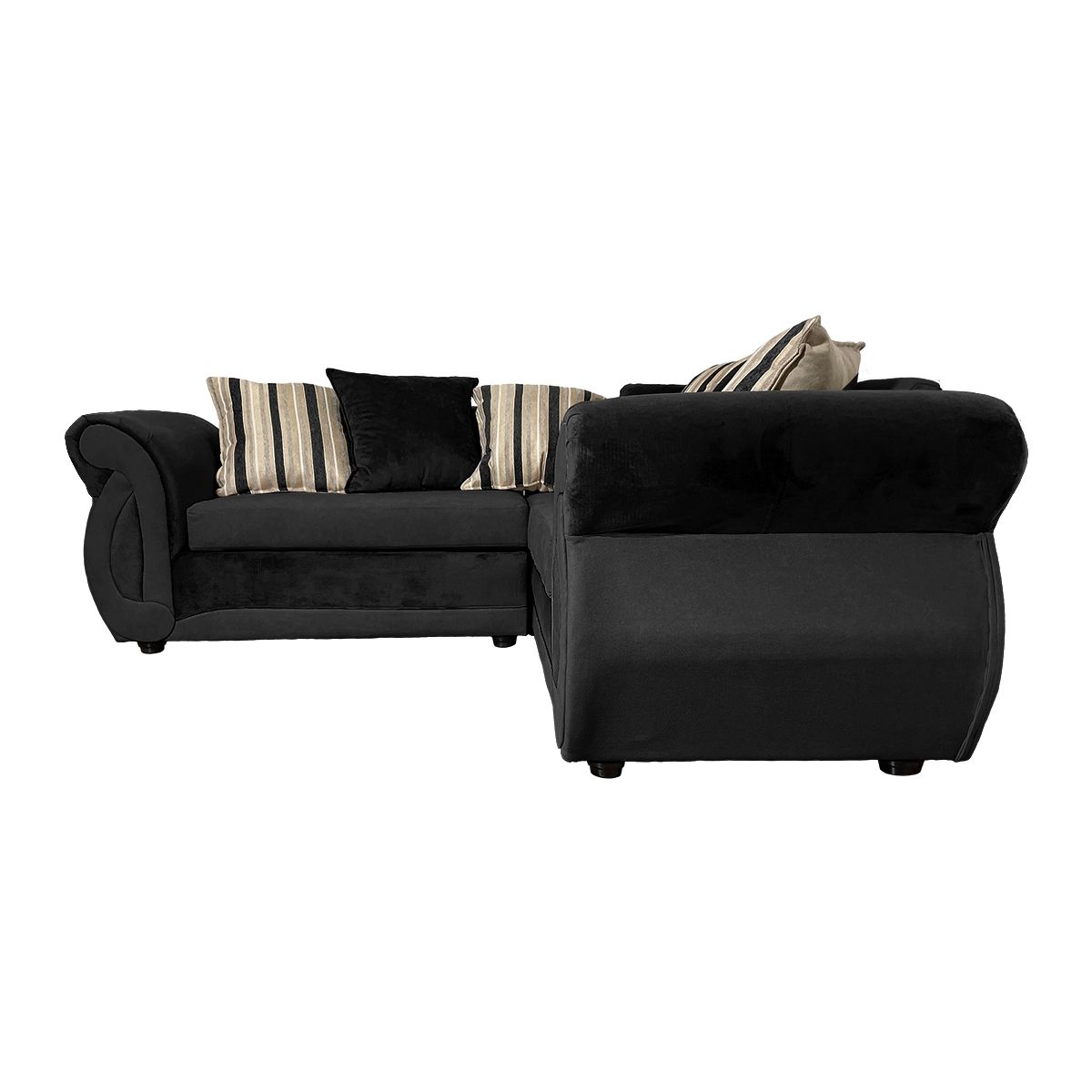 SOFAS HOME - SECCIONAL DOMINGA CHENILLE TIPO LINO NEGRO 3 CUERPOS
