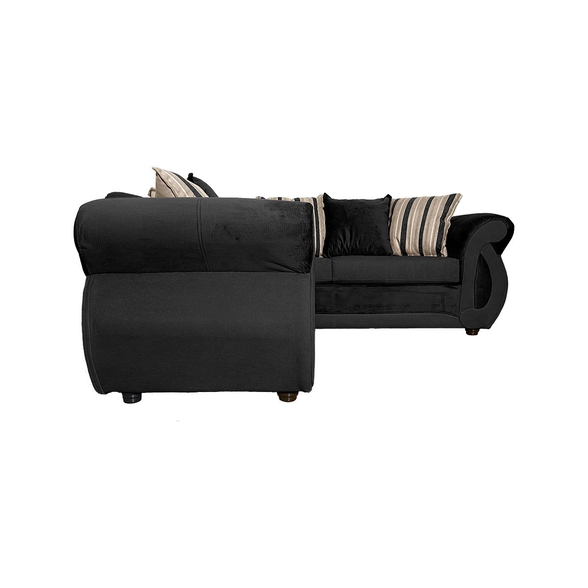 SOFAS HOME - SECCIONAL DOMINGA CHENILLE TIPO LINO NEGRO 3 CUERPOS
