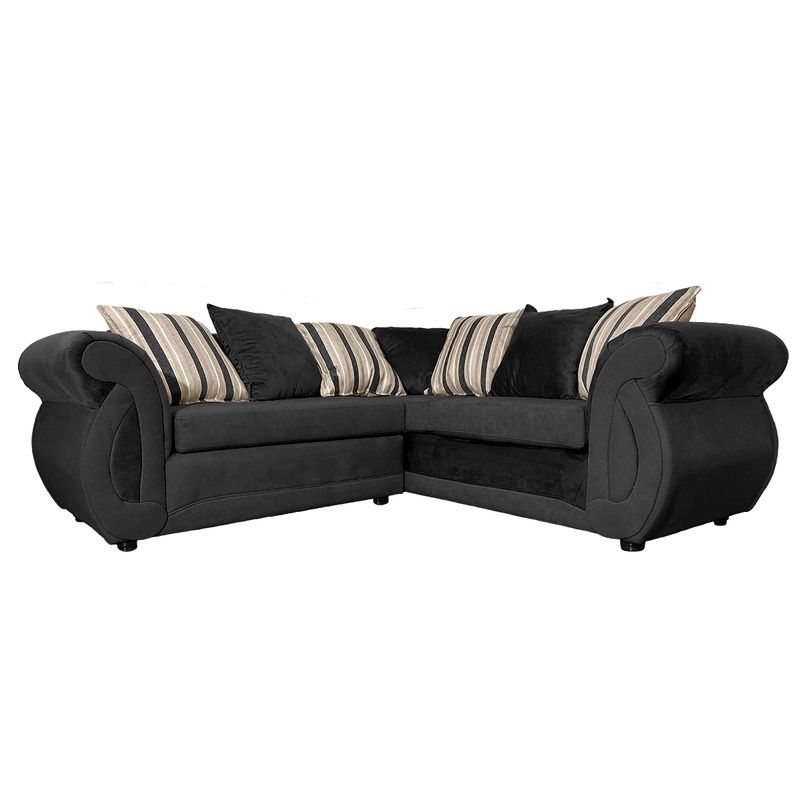 SOFAS HOME - SECCIONAL DOMINGA FELPA NEGRO 3 CUERPOS