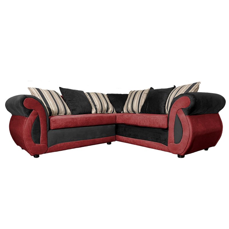 SOFAS HOME - SECCIONAL DOMINGA CHENILLE TIPO LINO ROJO 3 CUERPOS