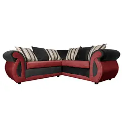 SOFAS HOME - SECCIONAL DOMINGA CHENILLE TIPO LINO ROJO 3 CUERPOS
