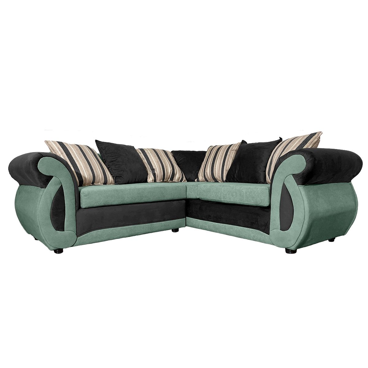 SOFAS HOME - SECCIONAL DOMINGA CHENILLE TIPO LINO VERDE 3 CUERPOS