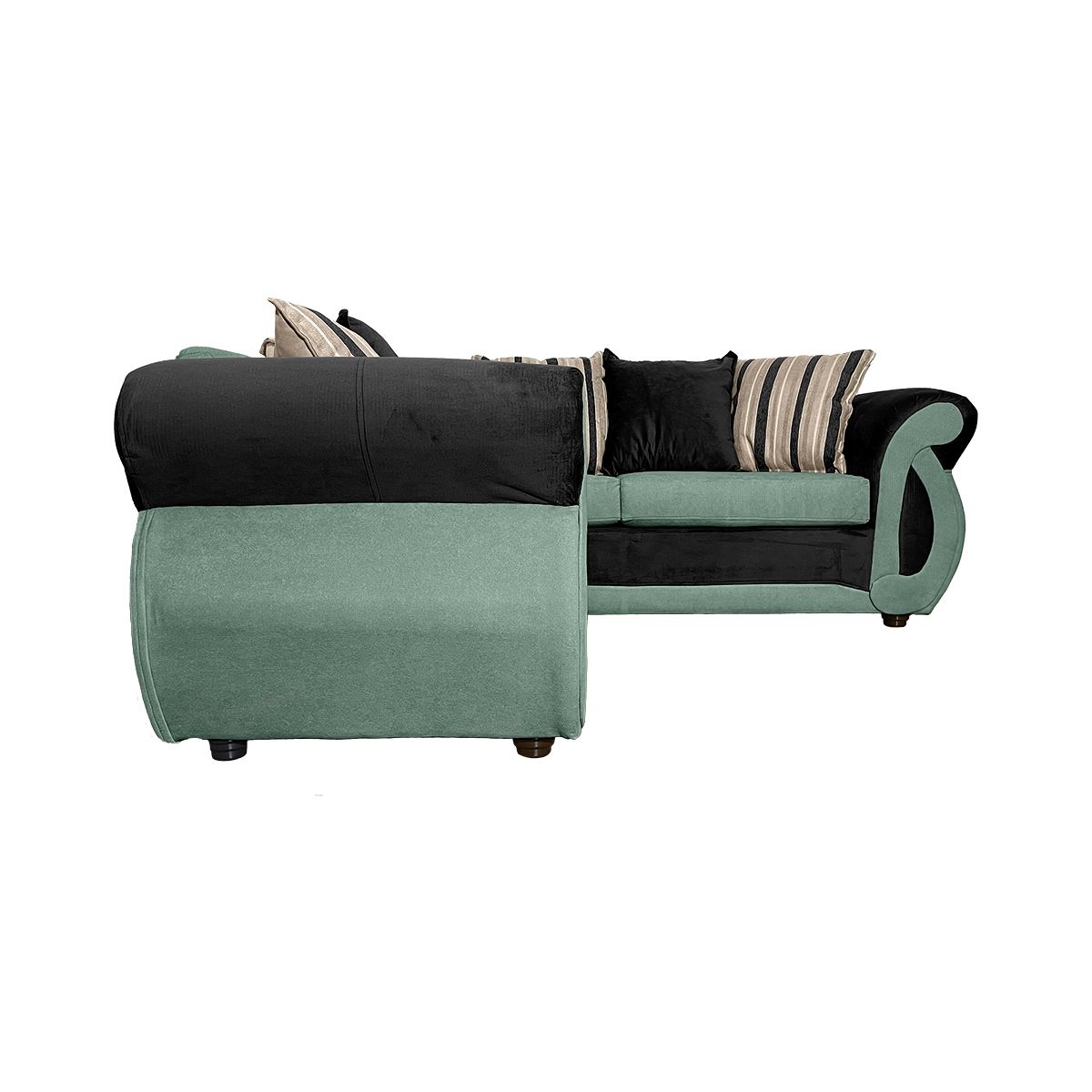 SOFAS HOME - SECCIONAL DOMINGA CHENILLE TIPO LINO VERDE 3 CUERPOS