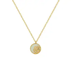 LUX JOYAS - Collar Baño Oro Amarillo 18k Rosa Nácar Brillito