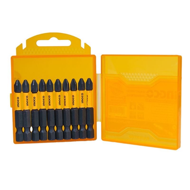 INGCO - Juego Puntas Phillips Hexagonal Impacto S2 Ph2 10 Pcs Ingco