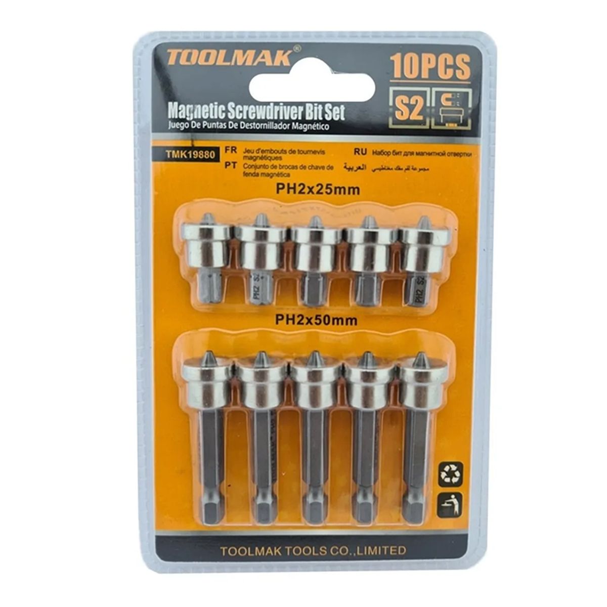 GENERICO - Juego Punta Phillips C Tope Hexagonal S2 Ph2 10pc Magnetico