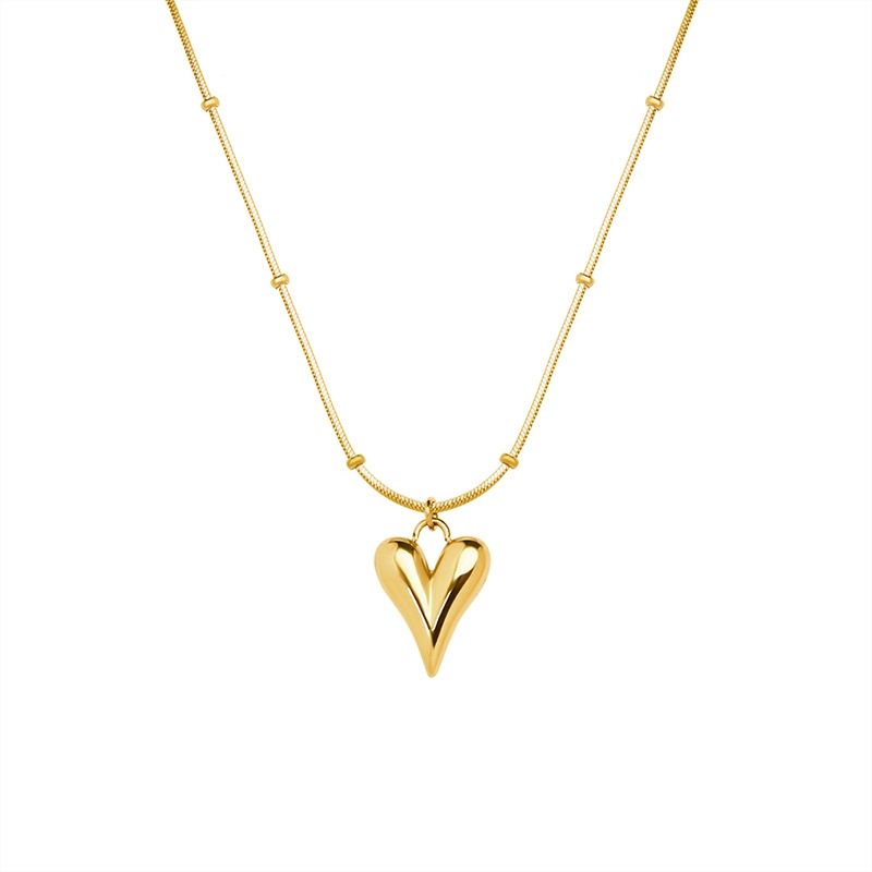 LUX JOYAS - Collar Baño Oro Amarillo 18k Cola Topo Pelotitas Corazón
