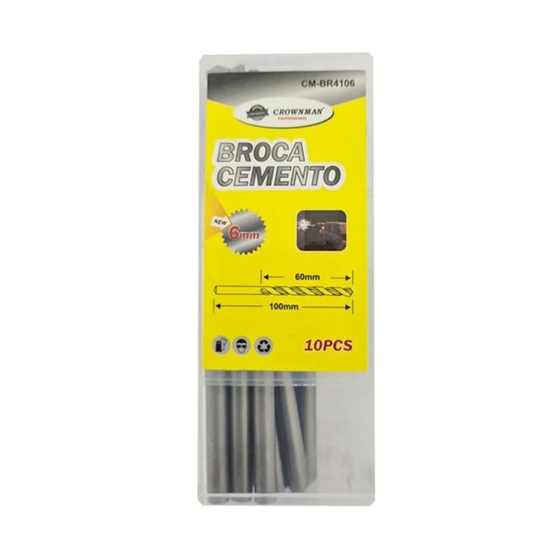 GENERICO - Kit Set Juego Brocas Para Concreto 6mm 10 Piezas Crownman