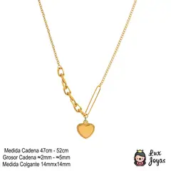 LUX JOYAS - Collar Baño Oro Amarillo 18k Cadena 4 Diseños Corazón