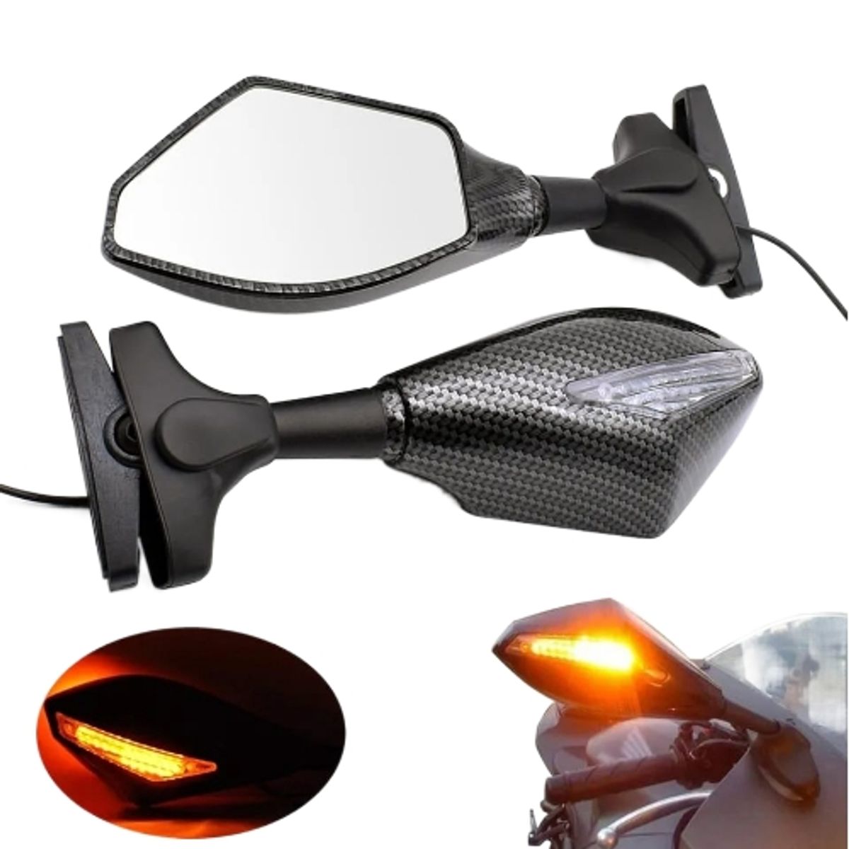 GENERICO - Espejos para Moto Universal con intermitentes