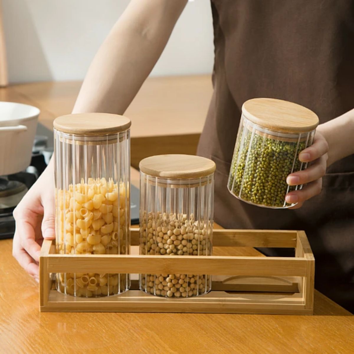 GENERICO - Set 3 Contenedores Recipientes Especieros Con Soporte