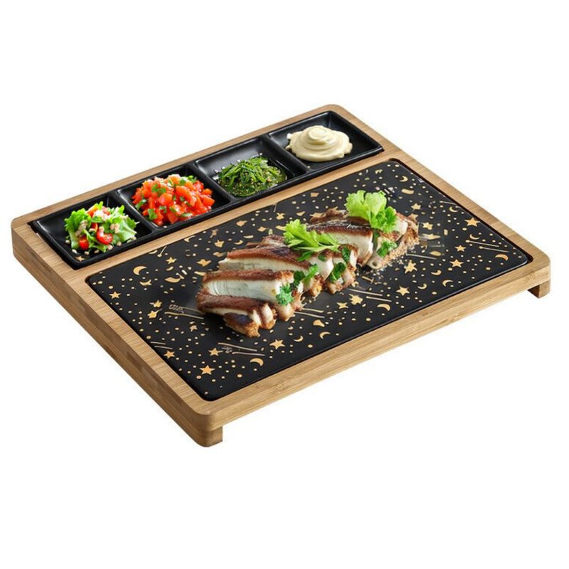 SANTU HOME & DECO - Tabla Bandeja Aperitivos Picoteo De Cerámica Con Soporte