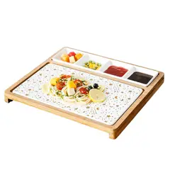 SANTU HOME & DECO - Tabla Bandeja Aperitivos Picoteo De Cerámica Con Soporte