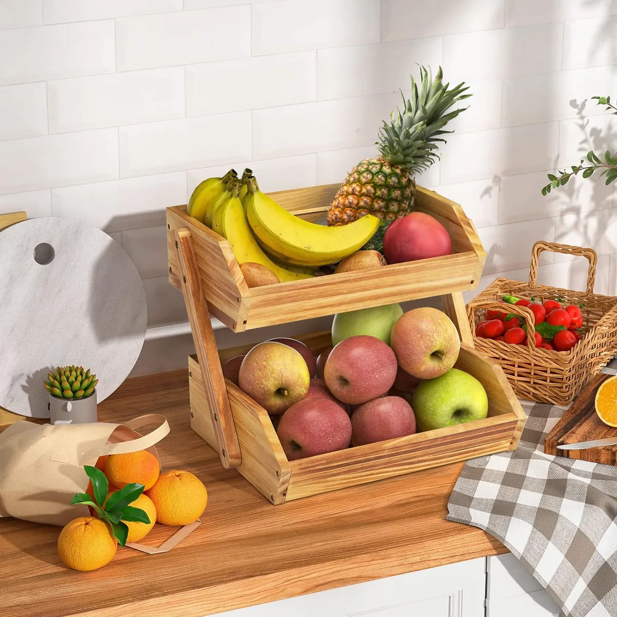 SANTU HOME & DECO - Organizador Estante Frutero Para Cocina de 2 Niveles