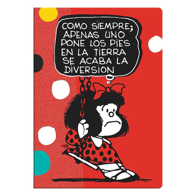 GENERICO - Libreta Tapa Blanca Grande Mafalda en el Columpio