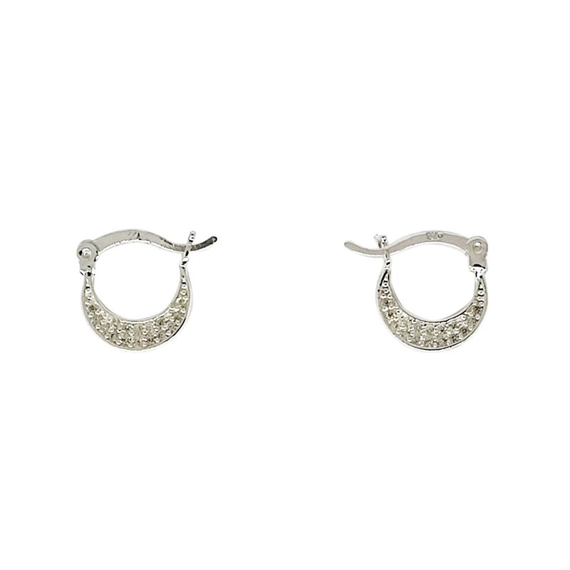 ANDREA COGGIOLA JOYAS - Aros Argolla Luna Circón Plata Fina 925