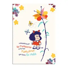 GENERICO - Libreta Tapa Blanca Grande Mafalda entre flores