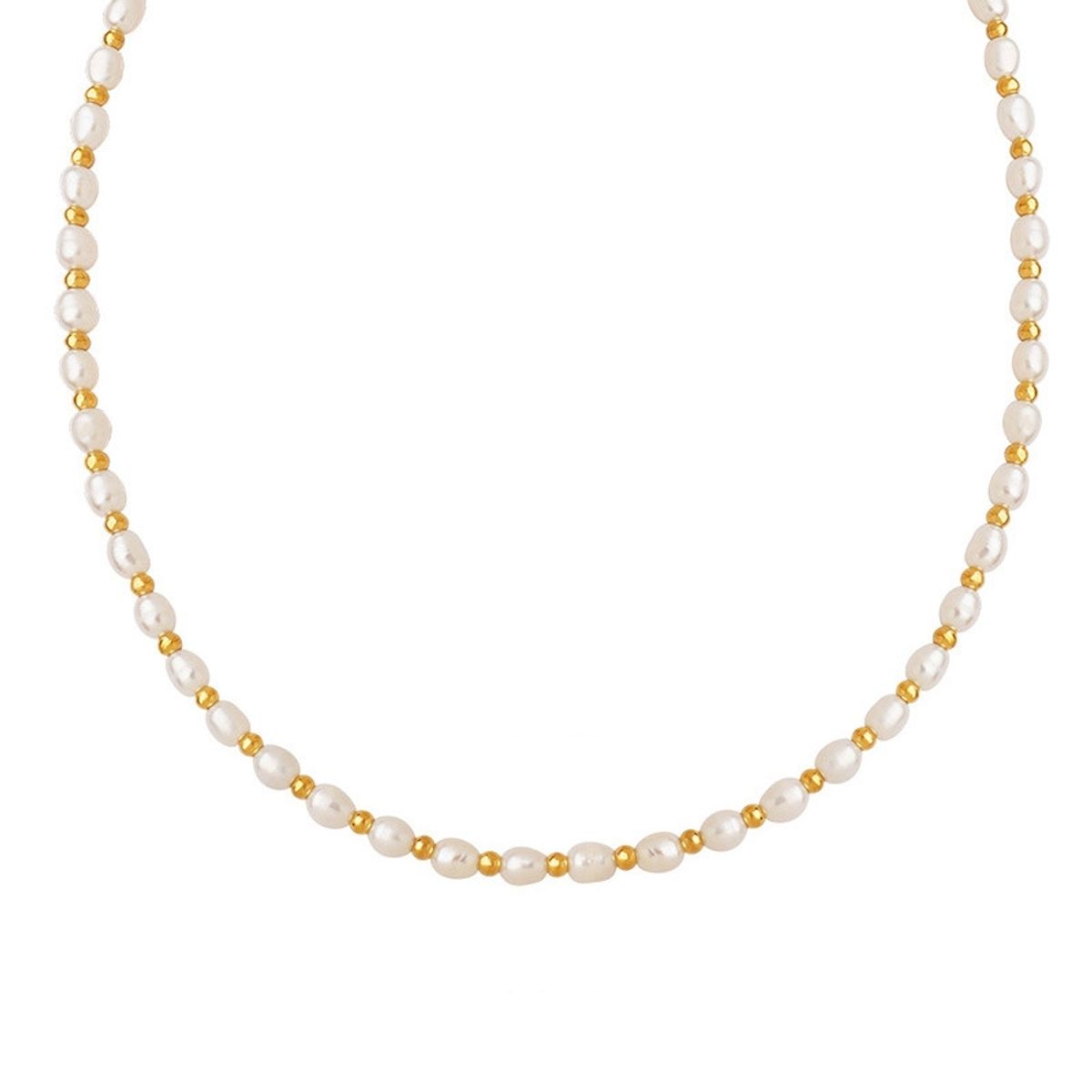 LUX JOYAS - Collar Baño Oro Amarillo 18k Perlas Agua Dulce Pelotitas