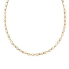 LUX JOYAS - Collar Baño Oro Amarillo 18k Perlas Agua Dulce Pelotitas