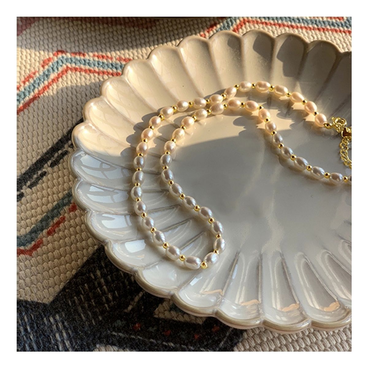 LUX JOYAS - Collar Baño Oro Amarillo 18k Perlas Agua Dulce Pelotitas