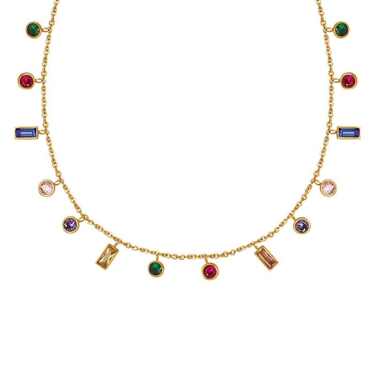 LUX JOYAS - Collar Baño Oro Amarillo 18k Circones Formas Colores