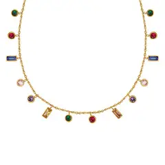 LUX JOYAS - Collar Baño Oro Amarillo 18k Circones Formas Colores