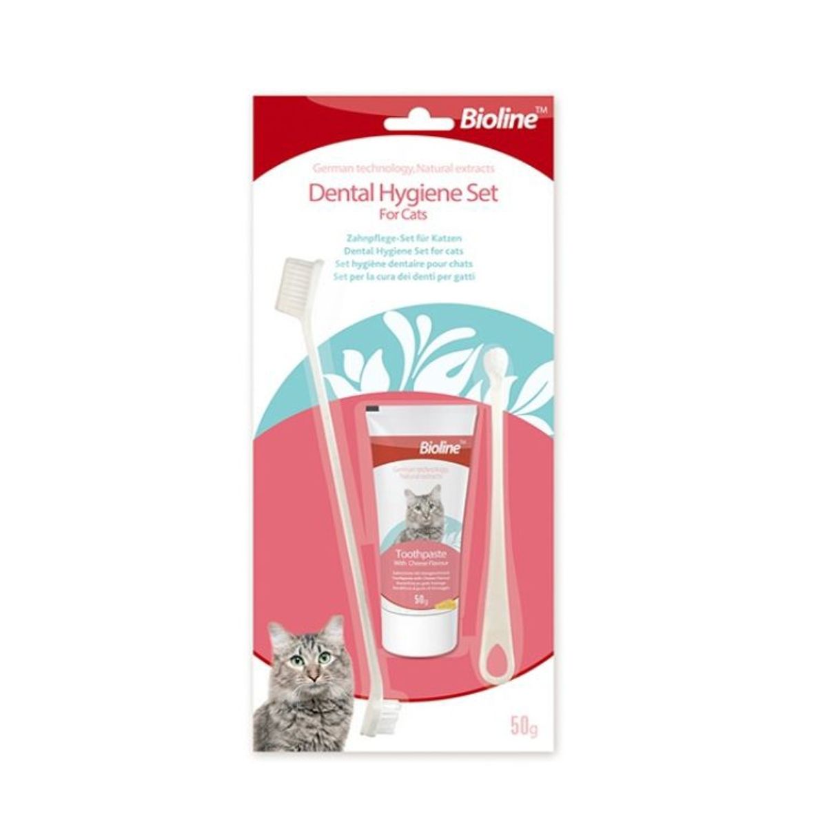 BIOLINE - Set de higiene dental para gatos.
