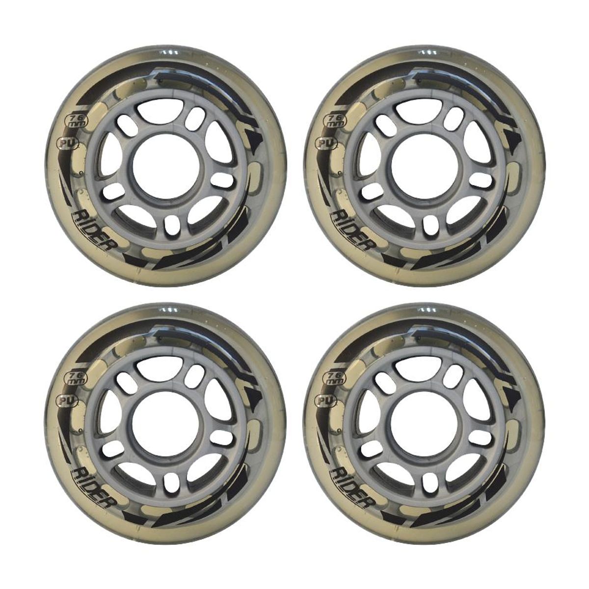 RIDER - SET 4 RUEDAS RIDER REPUESTO TRANSPARENTE 76MM