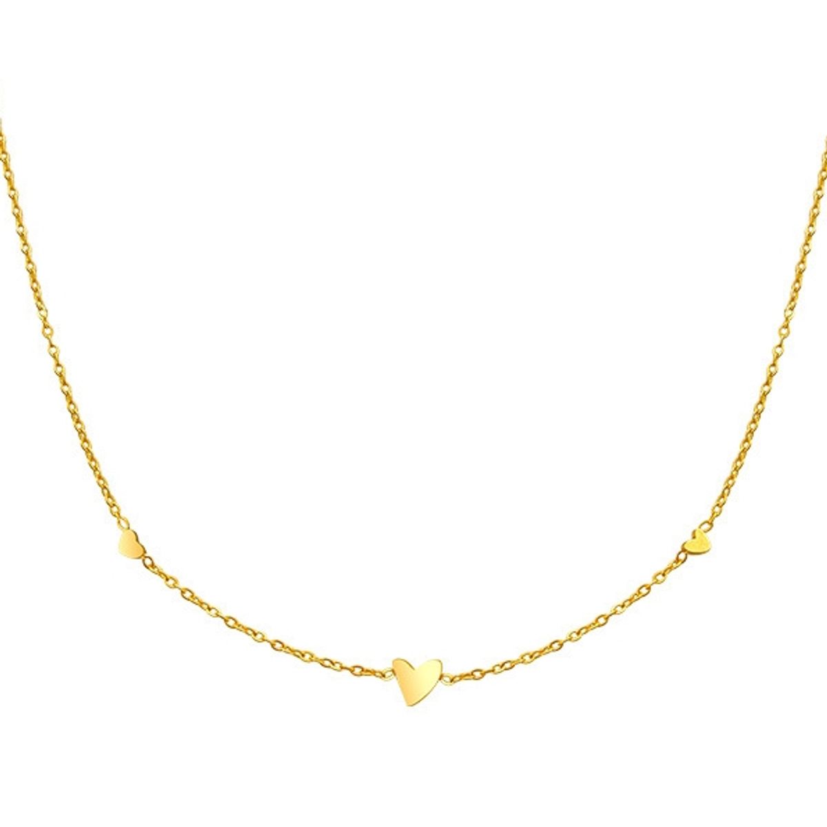 LUX JOYAS - Collar Baño Oro Amarillo 18k Corazón Check Triple