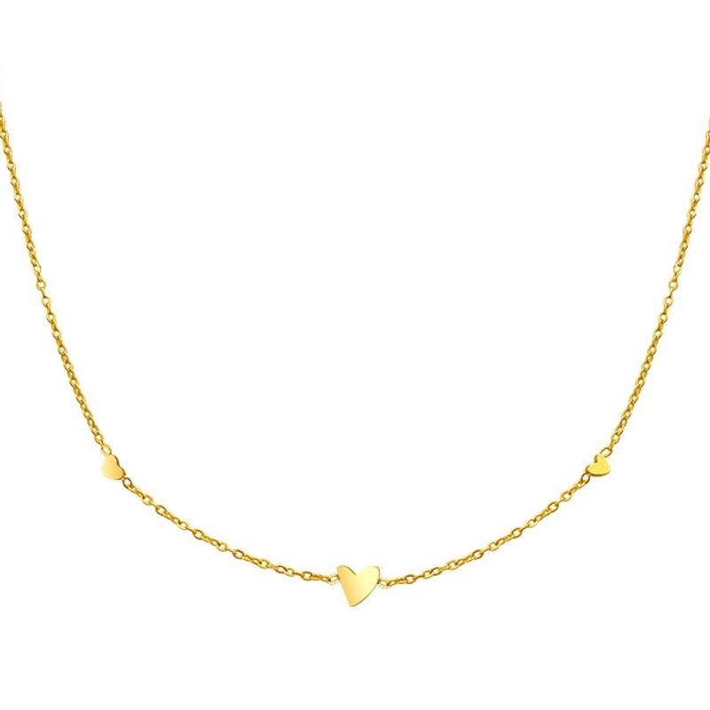 LUX JOYAS - Collar Baño Oro Amarillo 18k Corazón Check Triple