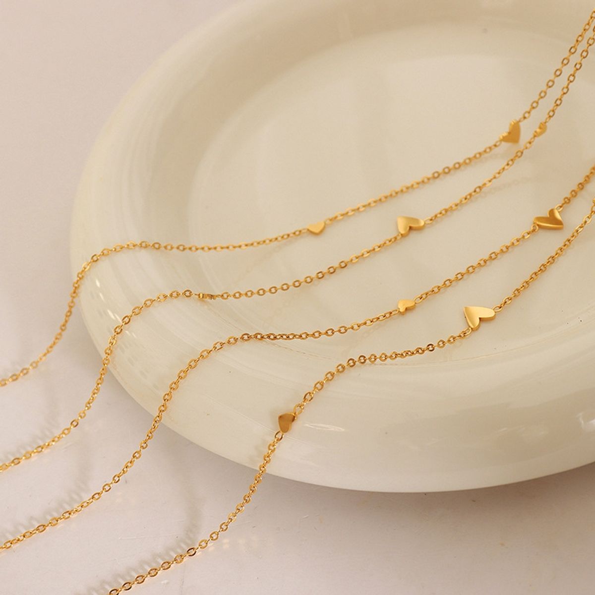 LUX JOYAS - Collar Baño Oro Amarillo 18k Corazón Check Triple