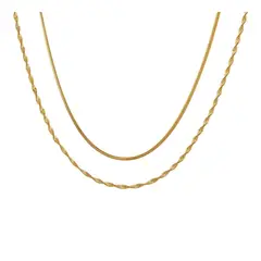 LUX JOYAS - Collar Baño Oro Amarillo 18k Doble Topo Enroscado