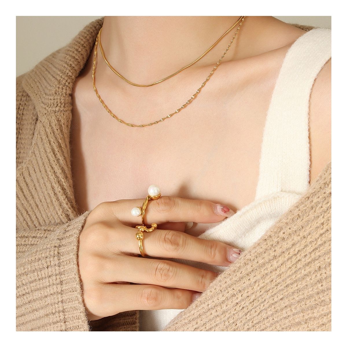 LUX JOYAS - Collar Baño Oro Amarillo 18k Doble Topo Enroscado