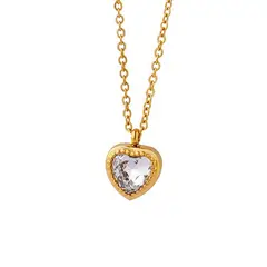 LUX JOYAS - Collar Baño Oro Amarillo 18k Corazón Circón