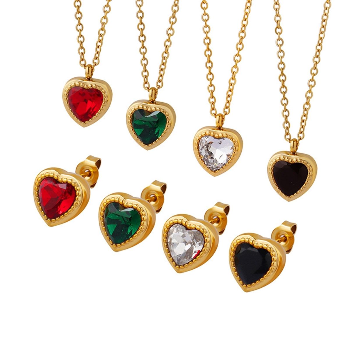LUX JOYAS - Collar Baño Oro Amarillo 18k Corazón Circón Ónix
