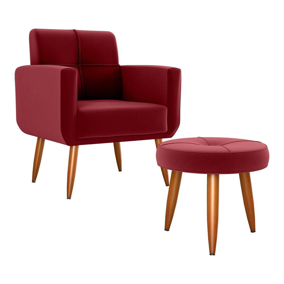 VEKKAHOME - SET POLTRONA+1 POUF HAVANA