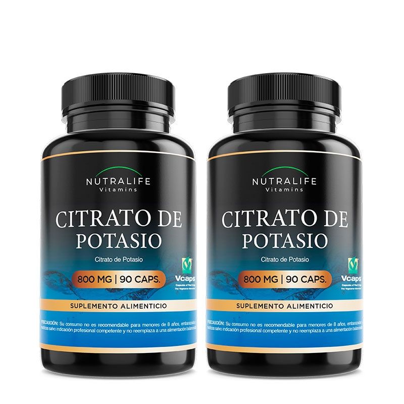 NUTRALIFE - Citrato De Potasio Puro Lf 180 Capsulas 800mg 2x90 Caps.