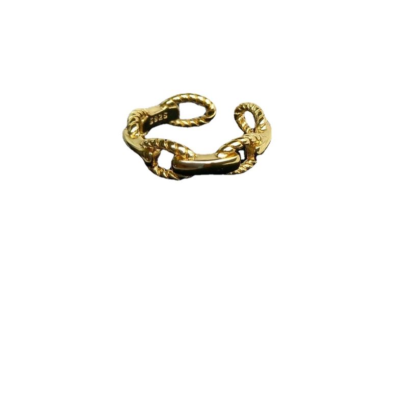 GENERICO - Anillo Dama Ajustable Modelo Cadena Plata S925 Baño En Oro