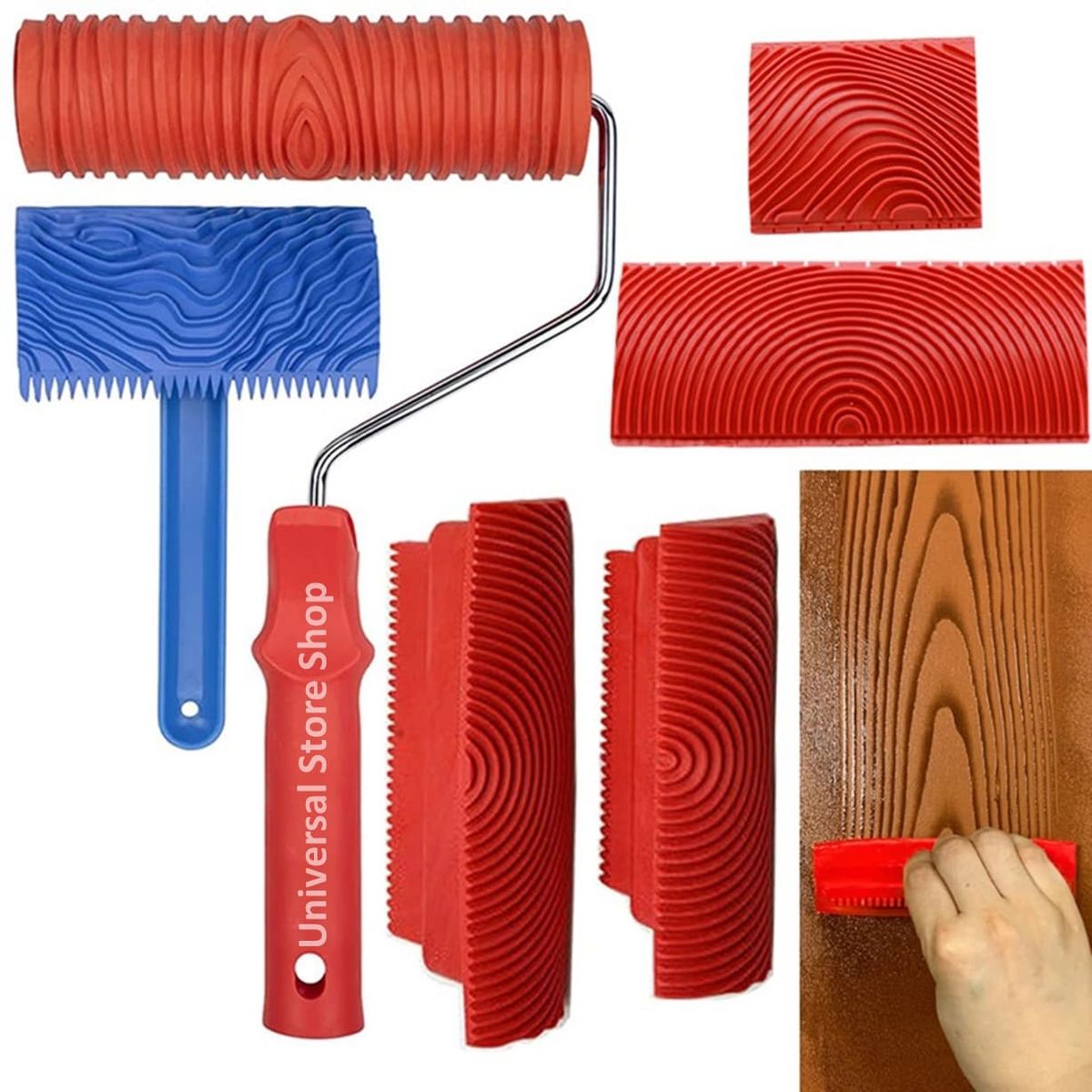 GENERICO - 6 Rodillo Cepillo Brocha Pintura Patrón Imitación Madera