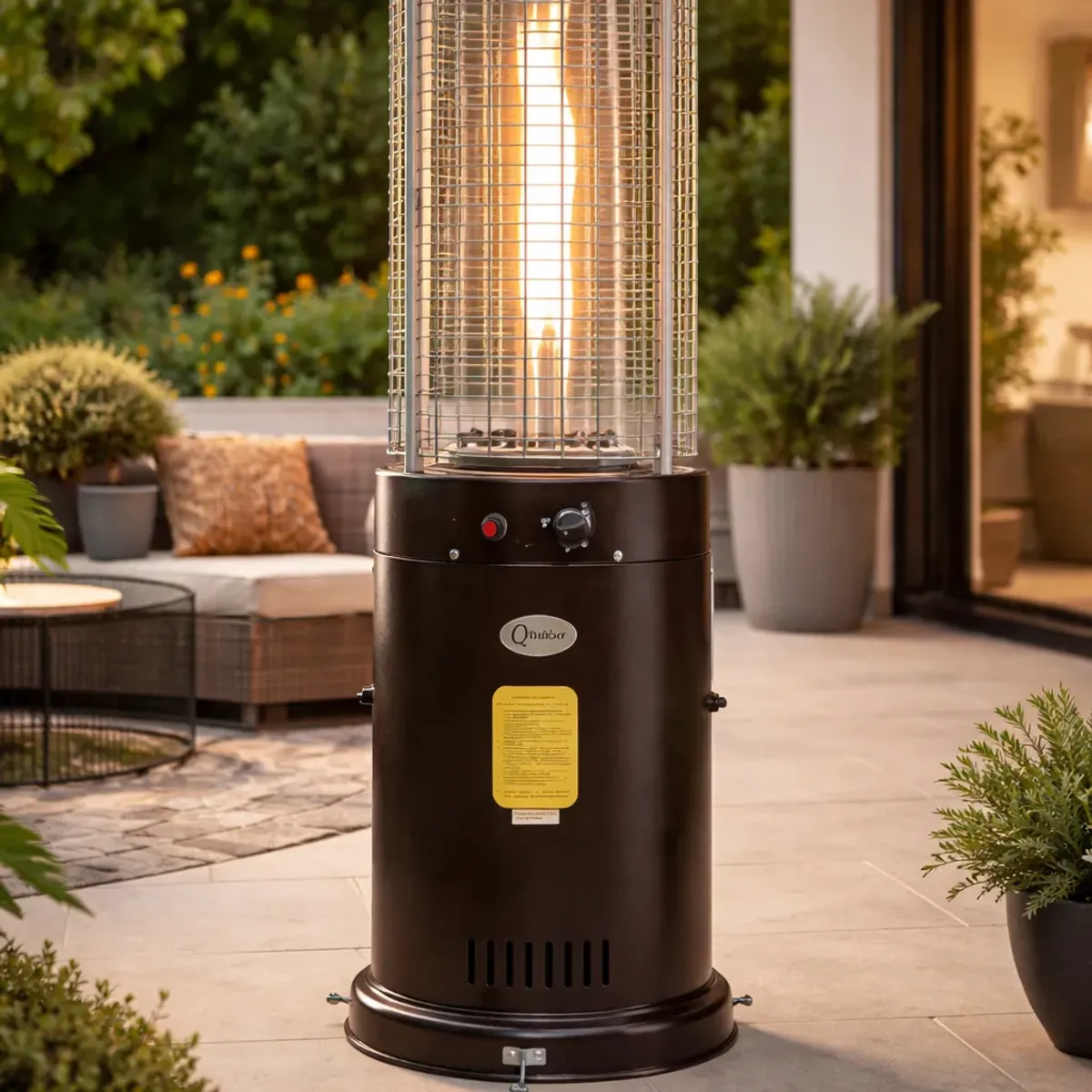 QRUBBER - Estufa Exterior New Short Tipo Torre Café 11kg QRubber