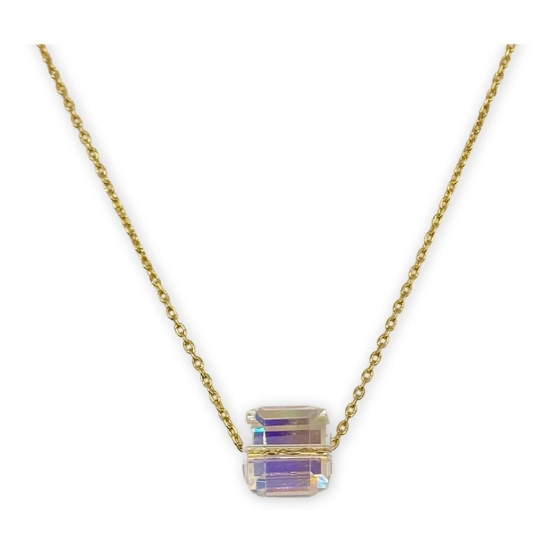 GENERICO - Collar Punto De Luz Cubo Swarovski Elements Baño Oro 18 Kl